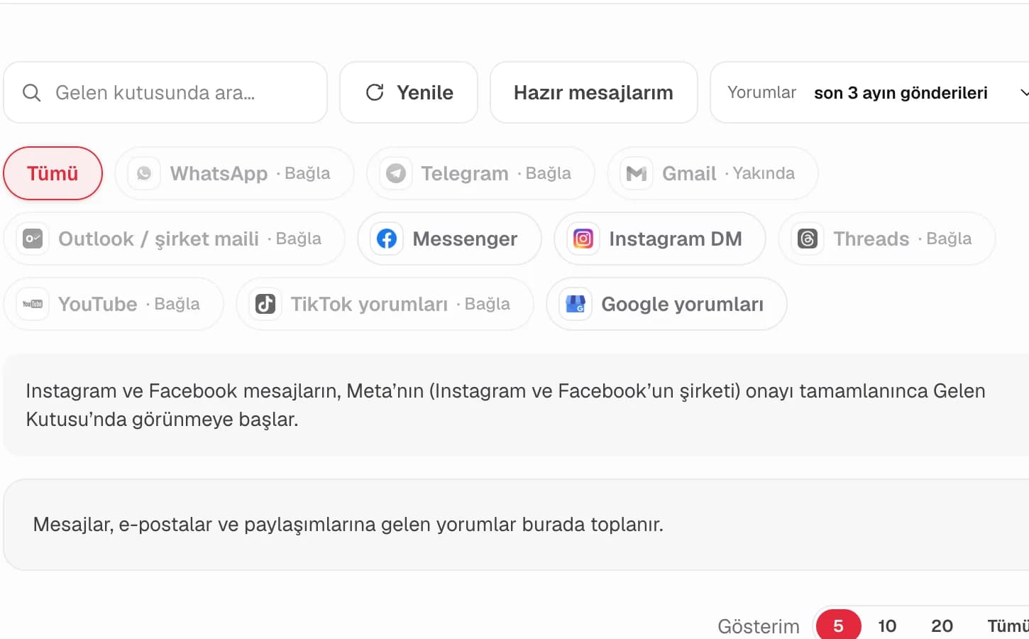 ReachHelm gelen kutusu ekranı
